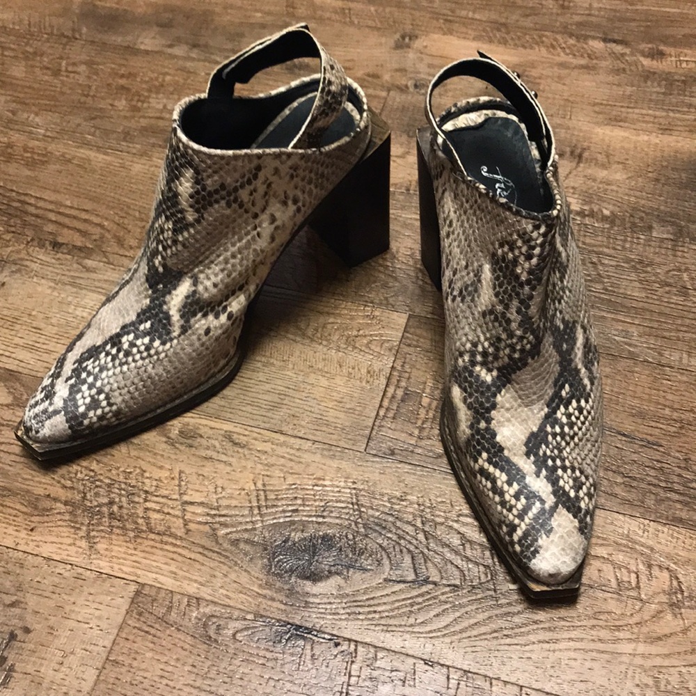 Free People Silver Storm Python Mule Booties 38 - image 5